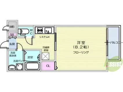マックス河原町駅(1K/3階)の間取り写真