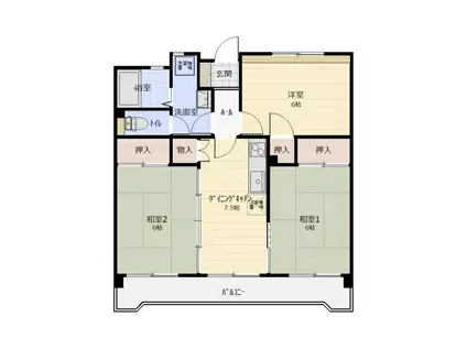 BON TOUR那珂川(3DK/6階)の間取り写真