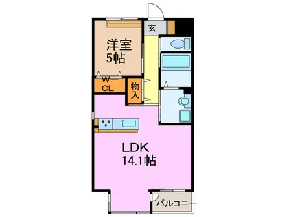  スフィアクラウン(1LDK/3階)の間取り写真