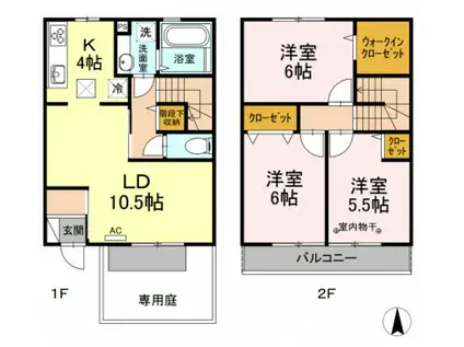 リアン万々(3LDK/1階)の間取り写真