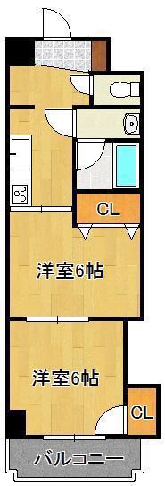 HAMIEL九工大前(2K/4階)の間取り写真