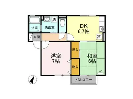 セジュール誉B(2DK/2階)の間取り写真
