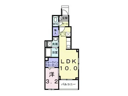 プリムローズII(1LDK/1階)の間取り写真
