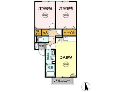 アーバンハイツ28 A棟(2DK/2階)の間取り写真