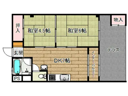 高槻第2コーポラス(2DK/1階)の間取り写真