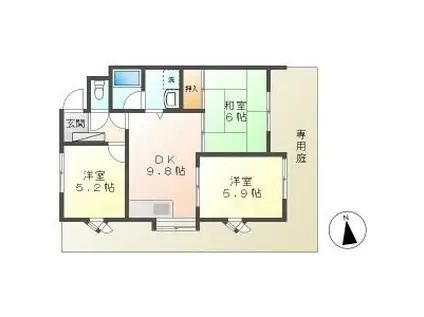 パールハイツ大森金城学院前(3DK/1階)の間取り写真