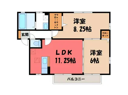 チェルシーA棟(2LDK/1階)の間取り写真