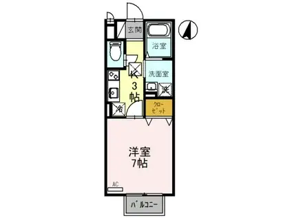 グランシャリオ(1K/2階)の間取り写真