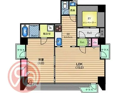 大宝 ルグラン靭本町(1LDK/7階)の間取り写真