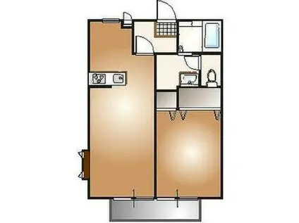 ハイランドハイツC棟(1LDK/1階)の間取り写真