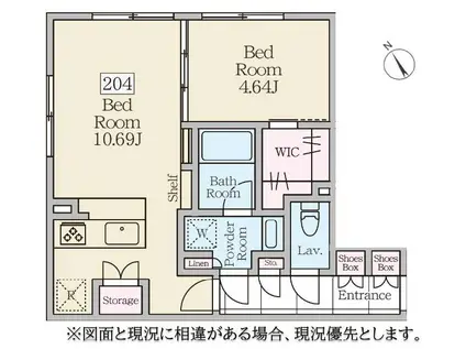 レーヴレジデンス三軒茶屋(1LDK/2階)の間取り写真