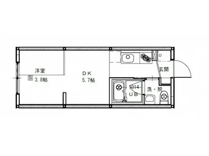 ニホコーポラスIII(ワンルーム/2階)の間取り写真