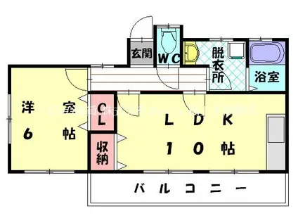サンハイツ奈多(1LDK/2階)の間取り写真
