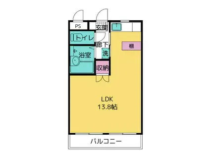 ジュビレ窪新 東館(ワンルーム/2階)の間取り写真