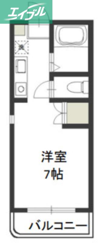プリメゾン岡山津倉(1K/4階)の間取り写真
