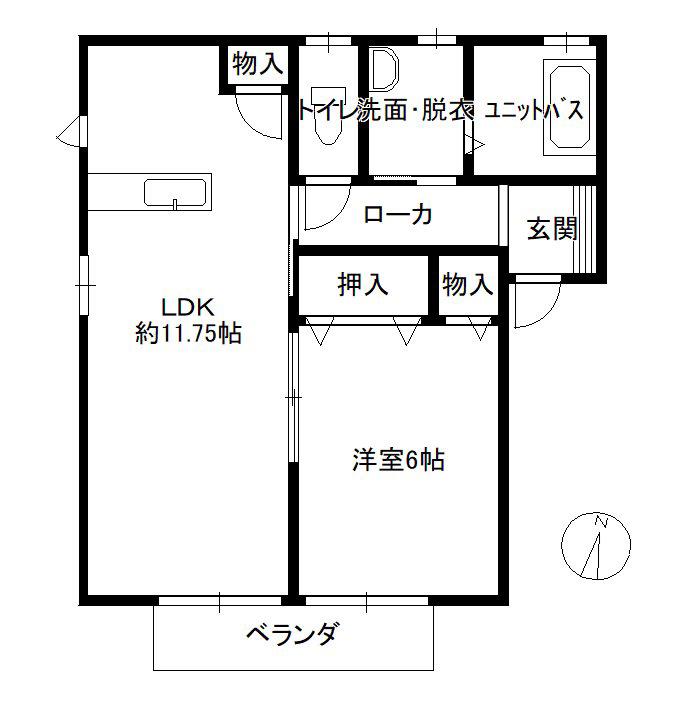 メゾン倉敷川(1LDK/2階)の間取り写真