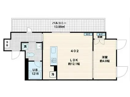 フレア代々木(1LDK/4階)の間取り写真