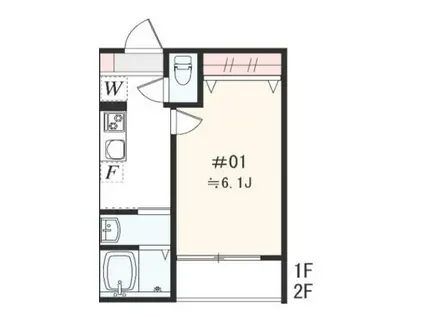 アザーレ・パッシオ本厚木B(1K/2階)の間取り写真