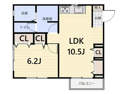 ハイツ小島B(2DK/1階)の間取り写真