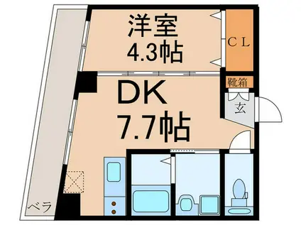 長生マンション(1DK/1階)の間取り写真