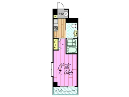 ＪＲ総武線 新小岩駅 徒歩20分 5階建 築8年(1K/3階)の間取り写真