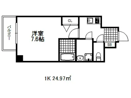ポルト・ボヌール神戸湊川公園(1K/8階)の間取り写真