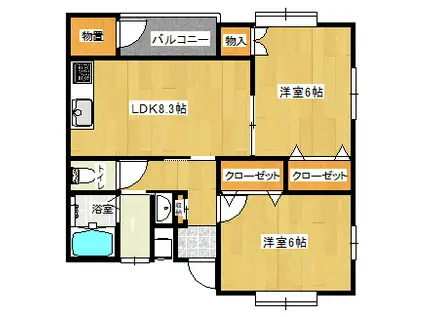 タンドゥール・K(2LDK/1階)の間取り写真