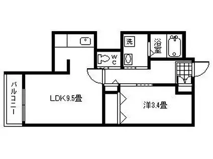 スマイラックス慈眼寺(1LDK/2階)の間取り写真