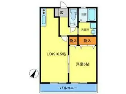 ハイムシンセリティ E棟(1LDK/2階)の間取り写真