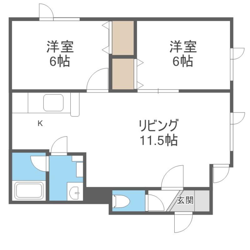 サウスヴィラB(2LDK/1階)の間取り写真