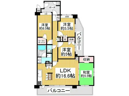 サンクレイドル松本 ウインフォート(4LDK/5階)の間取り写真