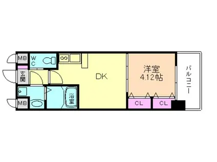 プレジオ中津(1DK/6階)の間取り写真