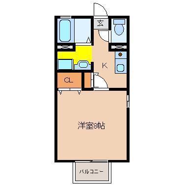 クレールメゾン(1K/1階)の間取り写真