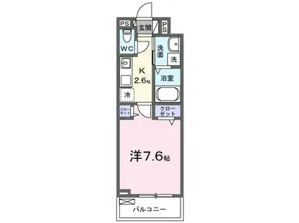 ヒカルサ豊橋小池(1K/2階)の間取り写真