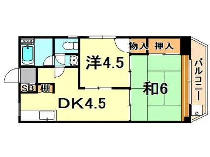 朝日マンション(2DK/4階)の間取り写真