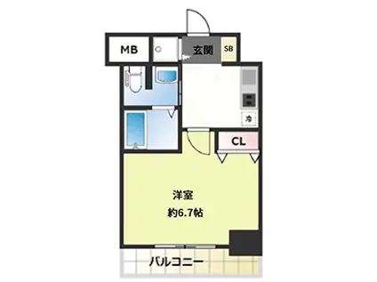 エステムコート難波IIアレグリア(1K/7階)の間取り写真