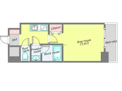 HF一番町レジデンス(1K/2階)の間取り写真