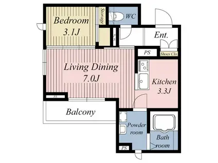 SMALL HAT 新田(1LDK/2階)の間取り写真