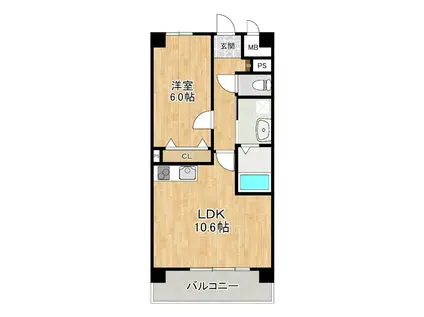 エル・グリシーヌ(1LDK/10階)の間取り写真