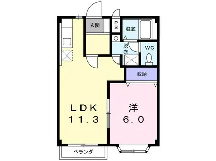 コーポ梨花(1LDK/1階)の間取り写真