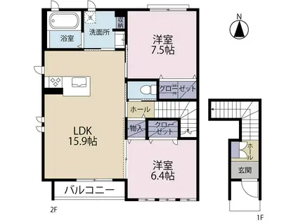 グラード(2LDK/2階)の間取り写真