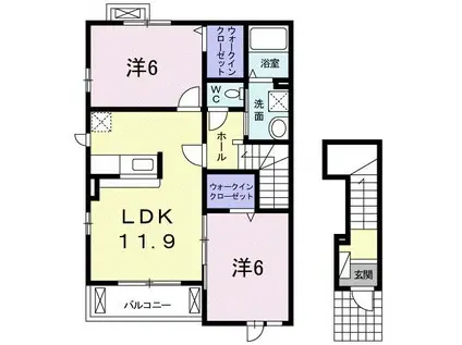 アルカンシェルV(2LDK/2階)の間取り写真
