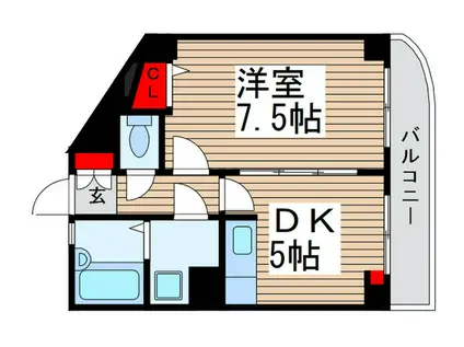 スカイコーラル(1DK/5階)の間取り写真