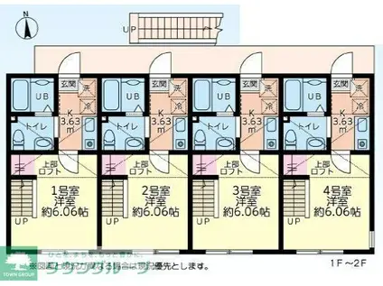 ルミオ霞ヶ関(1K/2階)の間取り写真