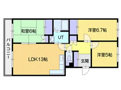 ライラックマンション大谷地(3LDK/5階)の間取り写真