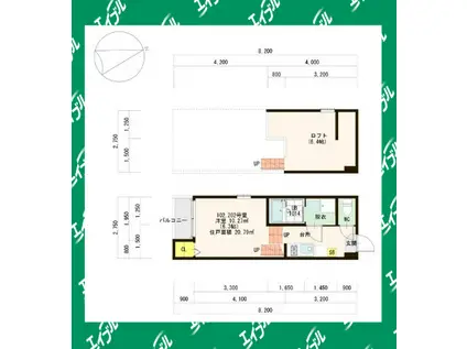 LOFT14野並(1K/2階)の間取り写真