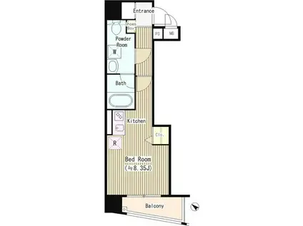 アクアアンビシャス八丁堀(ワンルーム/9階)の間取り写真