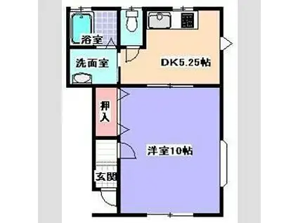 オンザヒル(1DK/1階)の間取り写真