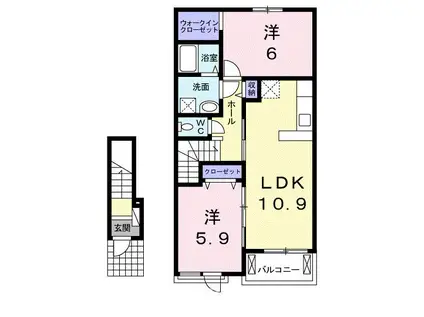 セレーノII(2LDK/2階)の間取り写真
