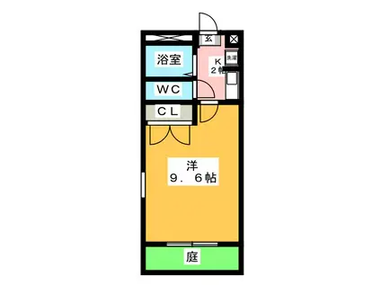 グリーン B(1K/1階)の間取り写真